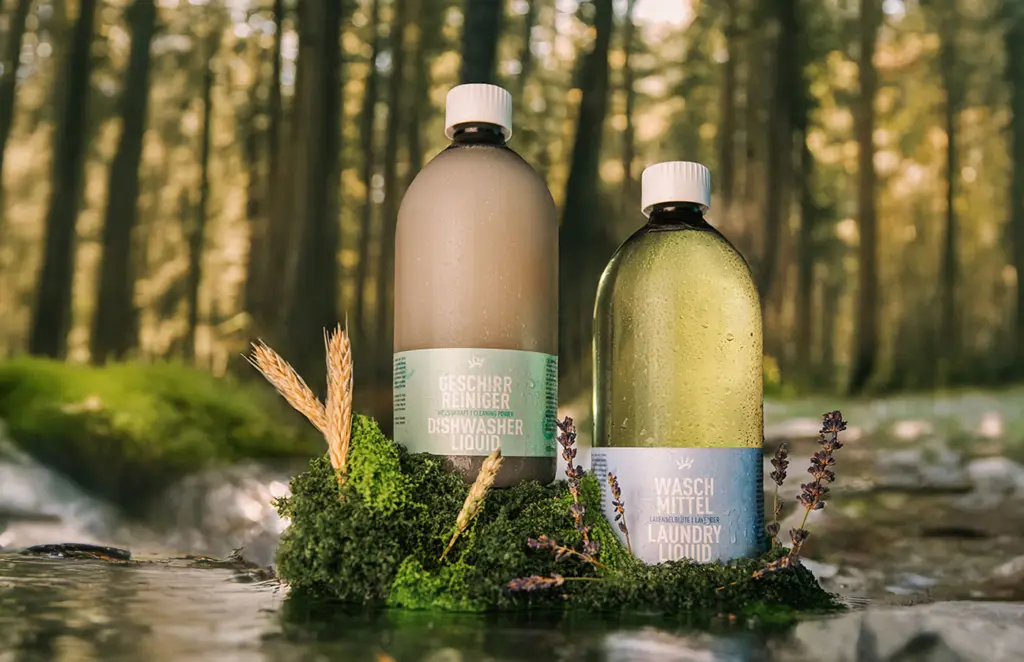 Environmental friendly dishwasher and laundry liquid ad